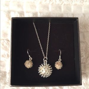 Set necklace and earrings silver